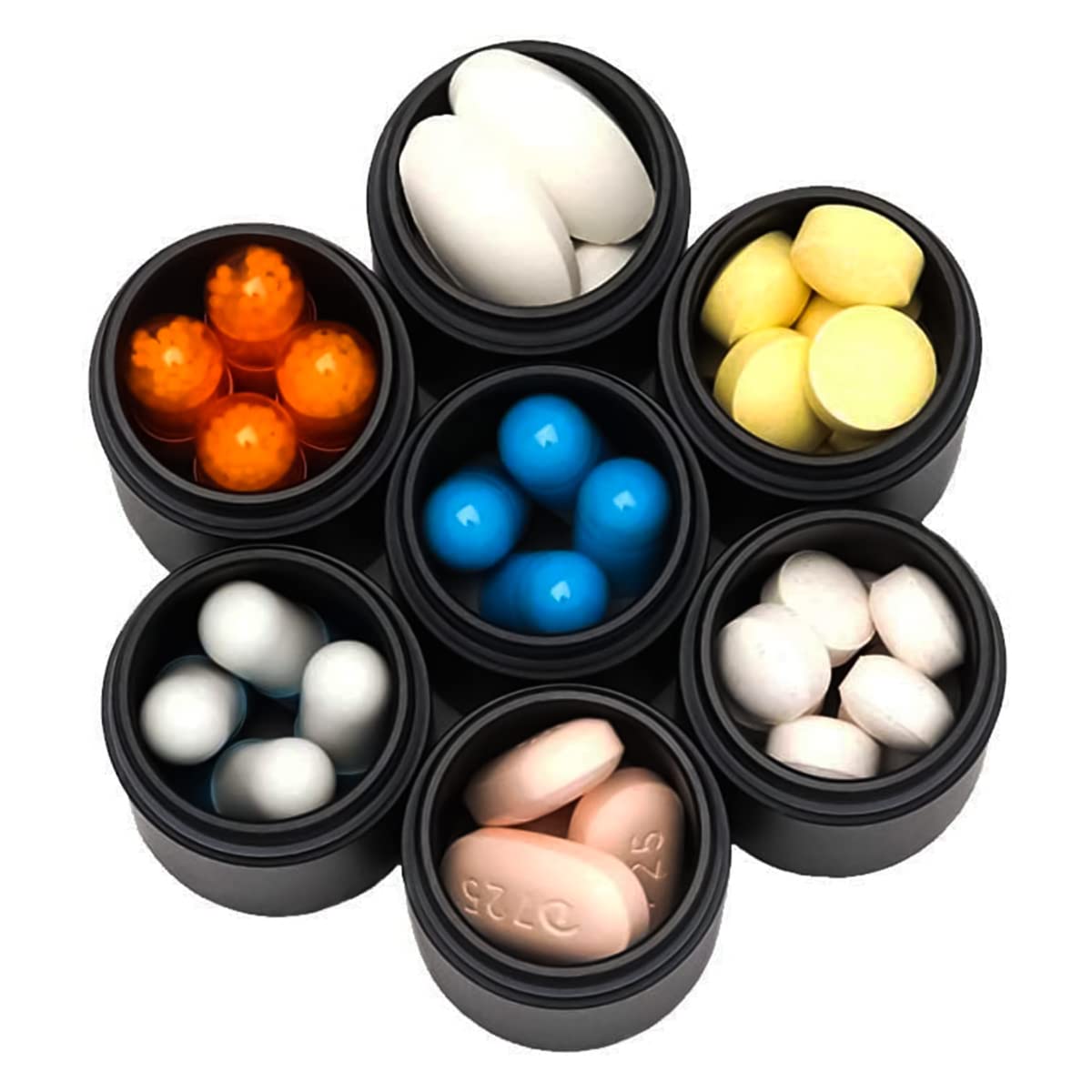 HANNEA Metal Pill Box Organizer, 7 Days Pill Organizer, Waterproof Emergency Keychain Pill Holder Medicine Case, Travel Friendly Day Night Vitamin Organizer, Weekly AM PM Pill Case Container HANNEA Metal Pill Box Organizer, 7 Days Pill Organizer, Waterproof Emergency Keychain Pill Holder Medicine Case, Travel Friendly Day Night Vitamin Organizer, Weekly AM PM Pill Case Container